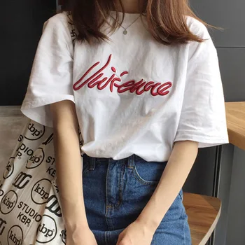 Uued Tikandid Suvel Naiste T-Särk Harajuku Tops Korea Riided Valge Must Camisetas Lühikesed Varrukad Basic Tshirt Camisetas Mujer