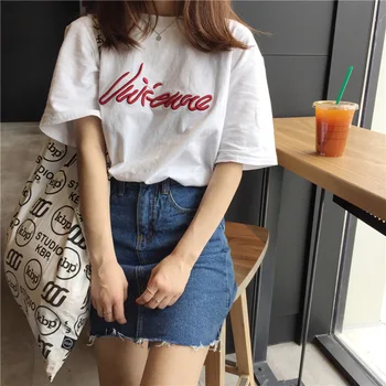 Uued Tikandid Suvel Naiste T-Särk Harajuku Tops Korea Riided Valge Must Camisetas Lühikesed Varrukad Basic Tshirt Camisetas Mujer