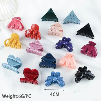 12Color/Kaart 4CM Acrylic Plastic Väike Krabi Juuksed Küünis Clip Naised, Tüdrukud Armas Candy Mini Tahke Barrette Klamber juukseaksessuaaride Komplekt