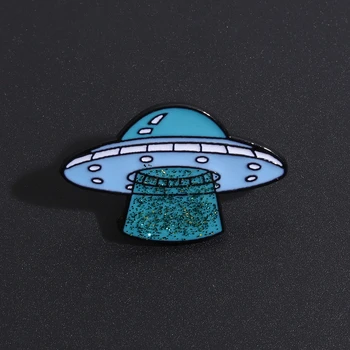 Kõrge kvaliteediga sinine kosmoselaeva UFO Tilk Õli Cartoon Sõle emailiga pin badge raketi kosmoses pin tulevikus kingitus