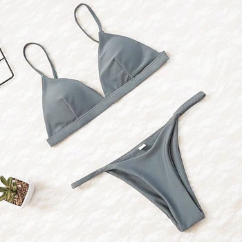 2021 Naiste Micro Bikini set Push Up Supelrõivad Tahke Beach trikoo Brasiilia Thong Ujumistrikoo Tüdrukute Bikiinid Ujuda Masti Femme