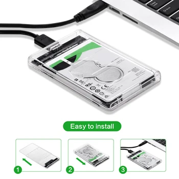 Sülearvuti Tarvikud ja 2,5 tollise Plastikust Läbipaistev HDD SSD Juhul SATA III USB3.0 kõvaketas Ketta Korpuses Sülearvuti Notebook PC