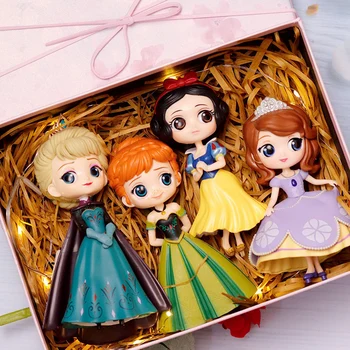 SOOJA 25 Stiilis Disney Printsess Q Posket Printsess Snow Elsa & Anna kloun PVC Anime Nukud Arvandmed Laekuva Mudel Kid Mänguasjad Kingitus