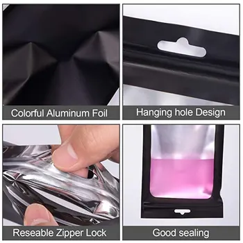 150pcs Laser pakendi kott Korter Vann Soola Kosmeetika Koti Ühel Küljel Selge Holograafiline Mini Alumiinium Foolium Zip Lock Kotti Paks