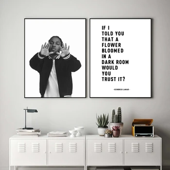 Kendrick Lamar Must Valge Plakat Lyrics Alates Justiits -, Hip-Hop Seina Art Lõuend Maal Kodus Seina Pildid, Muusika Tuba Teenetemärgi