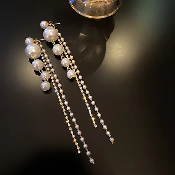 S925 silver needle pikk tutt pearl kõrvarõngad Euroopa ja Ameerika liialdatud disaini mõttes komplekt teemant mood ehteid