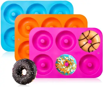 Uus 6-Süvend Donut Hallituse DIY Kook Vormi Šokolaadi Biskviit Kook Hallituse Non-Stick Korduvkasutatavad Candy 3D Hallituse Silikoon Donut Baking Pan