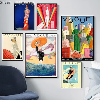 Vogues Lady Vintage Plakatid Kunsti Maalid, Seina Retro Pilte FashionHome Tuba Teenetemärgi Naine Ratsutamine Kuu Prindi Seina