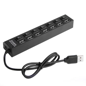 7 Sadamate LED USB 2.0 Adapter Hub Power on/off Lüliti-Usb-Kaabel-Arvuti Lisaseadmed-usb-hub koos power adapter