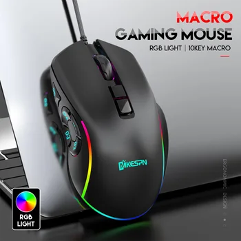 Wired Gaming Mouse 10 Nuppu RGB DPI, USB Hiir Gamer Hiirte Vaikne Hiirt, Värviline Valgus ARVUTI Sülearvuti