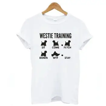 West Highland Valge Terjer T-Särk Westie Koolituse Suvel Naine Tshirts Lühikesed Varrukad Tee Särk Femme Casual T-Särk Naiste Topid