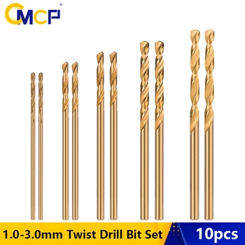 CMCP 10tk Twist Drill Bit Set 1.0-3.0 mm Metallist, Roostevabast Terasest Auk Lõikur Puidu-Metalli Puur HSS Koobalt Kaetud Drill Bit Set