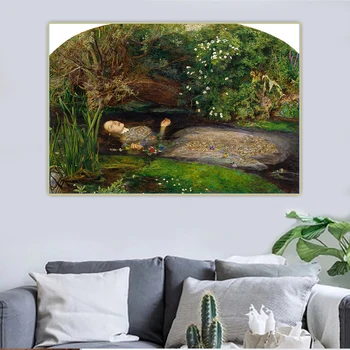 John Everett Millais《Ophelia》Lõuend Kunsti Õli Maali Kunsti Plakati Pilt Seina Riputamise Decor Kodus Elutoa Kaunistamiseks
