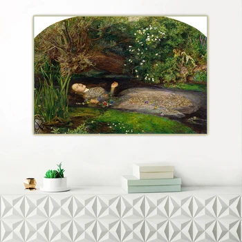 John Everett Millais《Ophelia》Lõuend Kunsti Õli Maali Kunsti Plakati Pilt Seina Riputamise Decor Kodus Elutoa Kaunistamiseks
