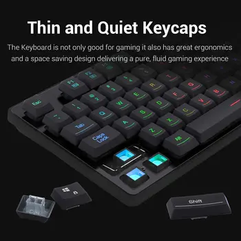 Redragon S107 Gaming Keyboard Mouse Combo Large Mouse Pad Mehaaniline Tunne, RGB Taustavalgustusega 3200 DPI Hiire Windows PC Gamer