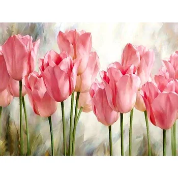 40x50cm Frameless Diy Pildi Värvimine Poolt Numbrid Roosad Lilled Lõuend Akrüül Seina Maali Kunsti Kodu kaunistamiseks