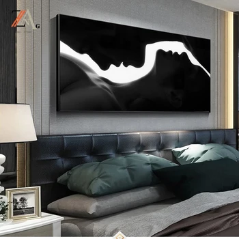Must ja valge alasti keha art plakat HD prindi plakat, seksikas naine magab pilt elutuba teenetemärgi maali
