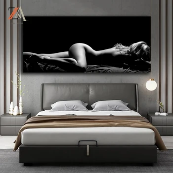 Must ja valge alasti keha art plakat HD prindi plakat, seksikas naine magab pilt elutuba teenetemärgi maali