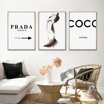 Mood Coco Hinnapakkumisi Plakat Parfüümi Seksikas Daam Seina Art Lõuend Maali Must Valge Vogue Pilt Elutuba Home Decor