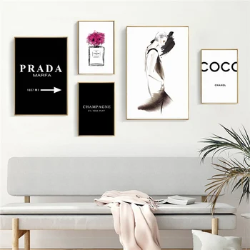 Mood Coco Hinnapakkumisi Plakat Parfüümi Seksikas Daam Seina Art Lõuend Maali Must Valge Vogue Pilt Elutuba Home Decor