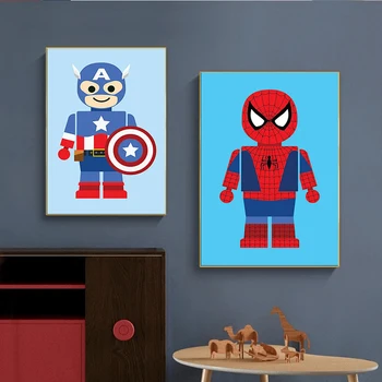 Marvel Avengers Lõuend Maalid Spiderman Hulk Plakateid ja Armas Multikas Pildid Seina Art Pilte elutuba Home Decor