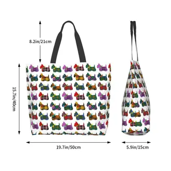 Naiste Tassima Kotid Cartoon Westie Prindi Õpilased Õla Riie ostukott Eco Kokkupandav Shopper Kott Naiste Käekott Tüdrukud