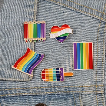 15 Stiil LGBT Lipu Vikerkaar Südame Sõle Rahu Armastus Emailiga Sõrmed Riided Kotti Rinnamikrofon Pin-Gay Lesbi Uhkus Pääsme Unisex Ehted Kingitus