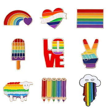 15 Stiil LGBT Lipu Vikerkaar Südame Sõle Rahu Armastus Emailiga Sõrmed Riided Kotti Rinnamikrofon Pin-Gay Lesbi Uhkus Pääsme Unisex Ehted Kingitus
