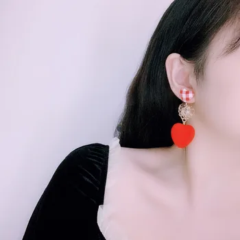 Punane Süda Fashion Korea Crystal Tilk Kõrvarõngad Naistele Tüdrukud Armas Ehted
