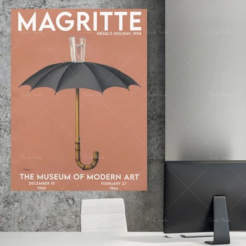 Rene Magritte ' i Näituse Plakat, Hegel Puhkus 1958 Print, Vihmavari Plakat, Vintage Kunst, Abstraktse Plakat, Printable Kõrge