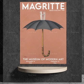 Rene Magritte ' i Näituse Plakat, Hegel Puhkus 1958 Print, Vihmavari Plakat, Vintage Kunst, Abstraktse Plakat, Printable Kõrge