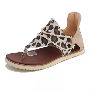 Naiste Sandaalid Mood Madu Clip Varba Vintage Kingad Korter Naine Vabaaja Emane Leopard Beach Sandaalid Zip Lady 2020. Aasta Suvel Uus