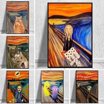 Karje Kuulsad Maalid Fat Cat Kunsti Lõuend Maali Plakatid ja Pildid Seina Art Pilte elutuba Decor Cuadros