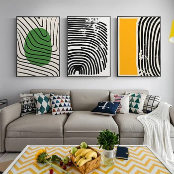 Kaasaegne Värviline Roheline Kollane Abstraktne Geomeetriline Rida Lõuendile Maali Seina Art Pilt, Plakat Prindi elutuba Home Decor