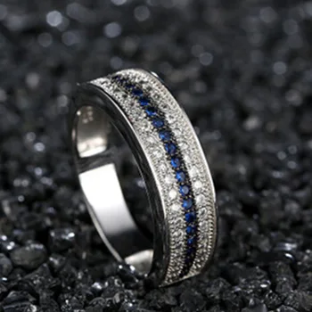 Milangirl Sinine Ring Crystal Komplekt Koos Valge Kuup Tsirkoon Kolme-kihi-rõngas Euroopa Mood Pool Ehted Võlu Ehted