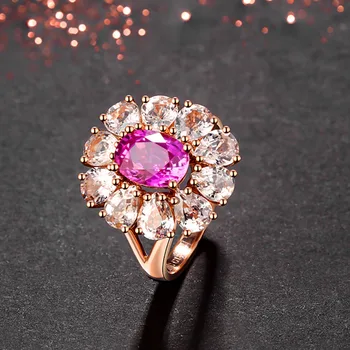 Mitmevärviline Roosa Gemstone Lille Kuju Abielusõrmus Uus Disain Hõbe 925 Ehted Sõrmused Naistele Kvaliteetsed Ehted