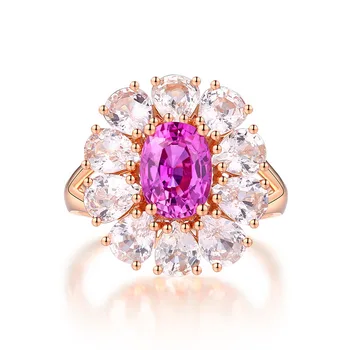 Mitmevärviline Roosa Gemstone Lille Kuju Abielusõrmus Uus Disain Hõbe 925 Ehted Sõrmused Naistele Kvaliteetsed Ehted