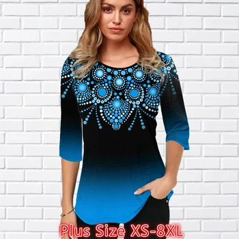 Naiste Pluus Poole varrukaga, kanna Suvel Autuan Talvel Femme Kleit Tribal Prindi ümber Kaela Ombre T-Särk Pluss Suurus XS-8XL
