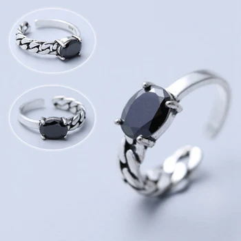 Naised, Daamid Mood Nikerdatud Vintage Jäljendada Must Onyx Ring Ehted Spetsiaalse Mõeldud Elegantne Rõngad