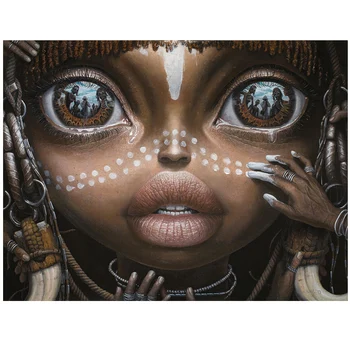 5D DIY Ruut, Ring Diamond Maali suured silmad Aafrika tüdruk Teemant Tikandid ristpistes Mosaiik Maal Rhinestone kunsti BY867