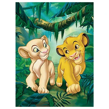 Täielik Ruut/Ring Diamond Maali Laste Multikas, Koomiks Lion King Väike Lion Forest King 5d Diamond Tikitud ristpistes