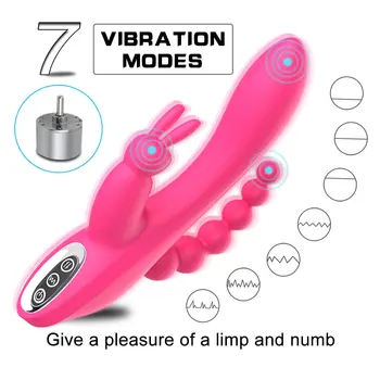 3 in 1 G-Spot Küülik Vibraator Anal Butt Plug Dildo 12 Režiimid Clit Stimuleerida Vagiina Massaaž Sugu Mänguasi Naistele Täiskasvanud Sugu Tooted