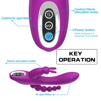 3 in 1 G-Spot Küülik Vibraator Anal Butt Plug Dildo 12 Režiimid Clit Stimuleerida Vagiina Massaaž Sugu Mänguasi Naistele Täiskasvanud Sugu Tooted