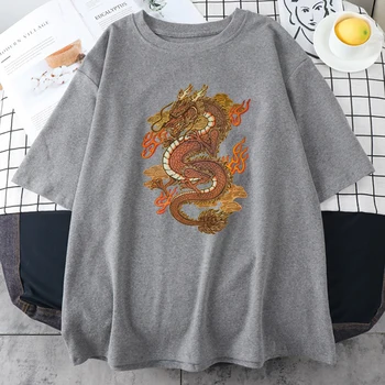 Golden Dragon Naljakas Prindi Naiste T-Särk Suur Suurus Lahe T-särk Travering Suve Riideid Loominguline Mugavad Naiste T-särgid