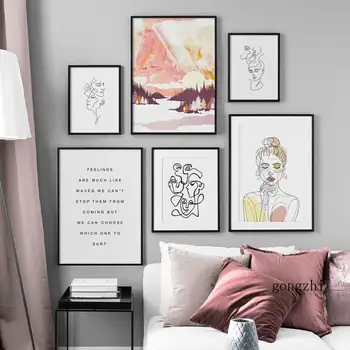 Metsa Tüdruk Abstraktne Keha Nägu Line Põhjamaade Hinnapakkumisi Plakat ja Pildid Seina Art Lõuend Maali Pilte elutuba Home Decor