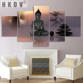 HKDV 5 Paneelid Buddha Kuju Abstraktne Lõuend Maali Poster Prindib Diivan Seina Art Pilte Kaasaegse Kodu Decor elutuba Raamimata