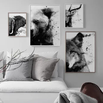 Karu Hunt Hirv Elevant Põhjamaade Plakatid Ja Pildid Seina Art Lõuend Maali Loomade Art Print Seina Pildid Elutuba Decor