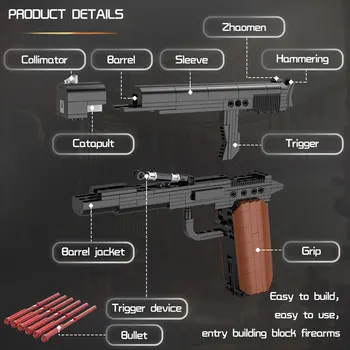 Cada M1911 Relv ehitusplokid PUBGS Automaatne Püstol KES SWAT Püstolid Mudel Tellised Linna Shootable Mänguasi Relv Poiste Mänguasjad 332PCS
