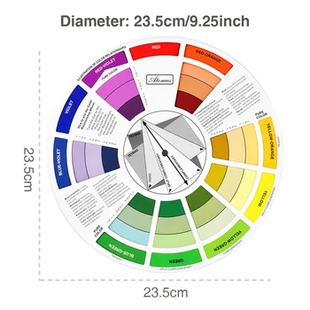 9.25x9.25x0.04 Tolline Värvi Segamine Ratta Chart Värvi Segatud Juhend, Mix Värvid