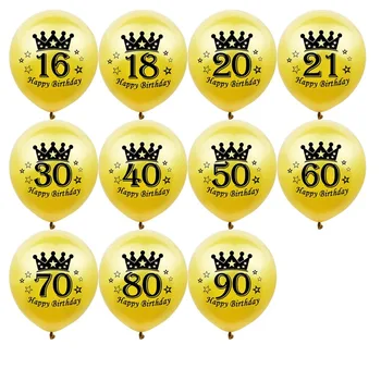 10tk Crown Lateks Õhupallid 20 30 40 50 60 70 Aasta Vana Pulma-Aastapäeva Pidu Decors partei teenetemärgi sünnipäevaks õhupall